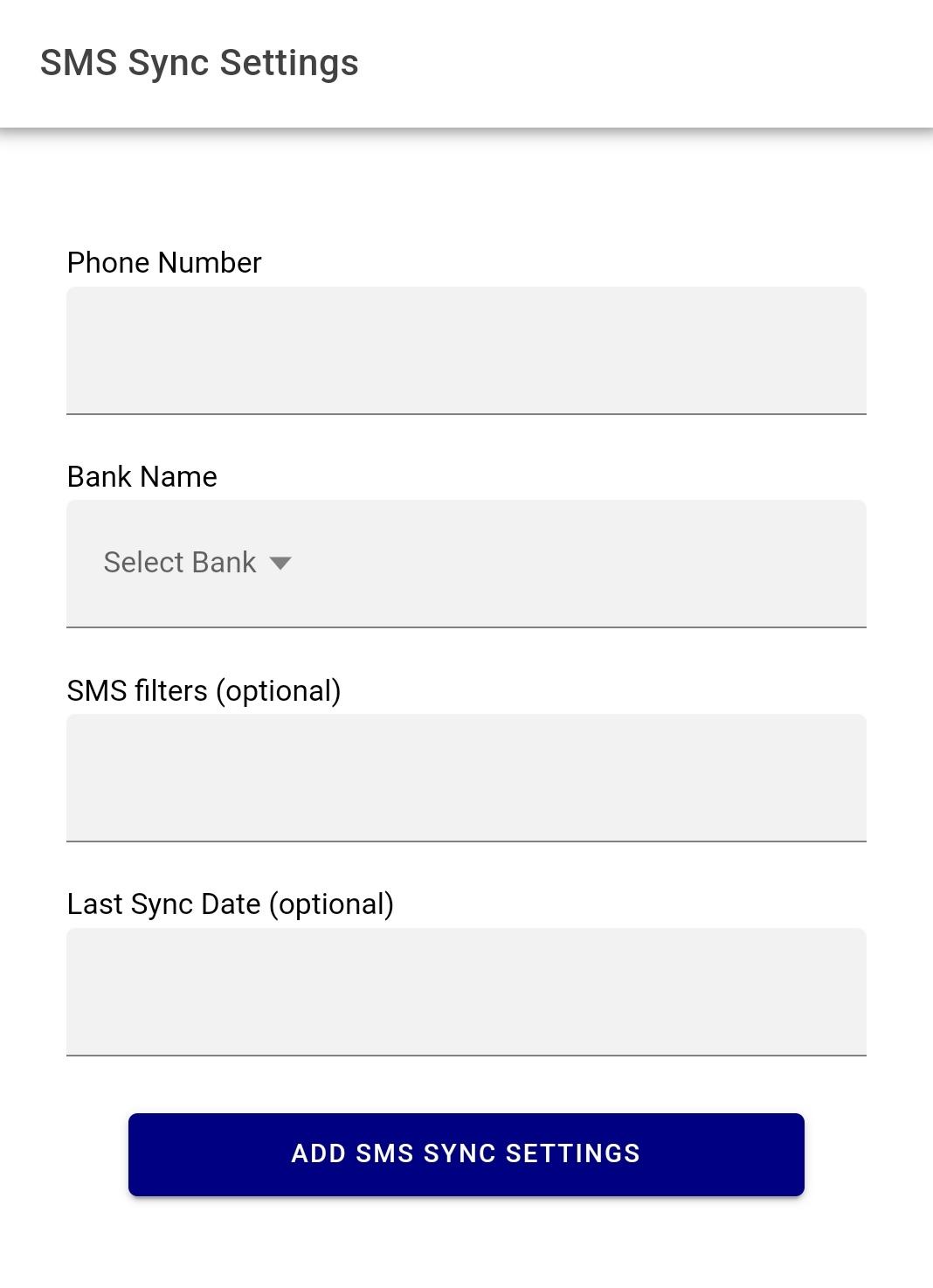 Add SMS filter form